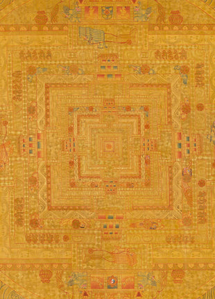 Gold Kalachakra Mandala Thangka | Tibetan Buddhism Spiritual Painting