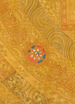 Gold Kalachakra Mandala Thangka | Tibetan Buddhism Spiritual Painting