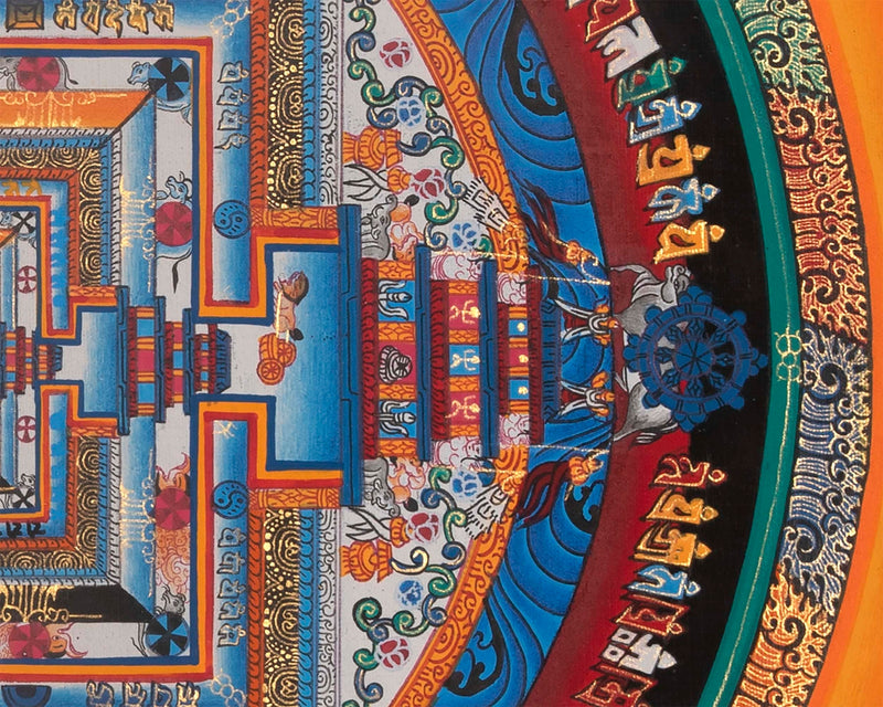 Buddhist Kalachakra Mandala Thangka | Handpainted Religious Artwork | Wall Hanging Decor