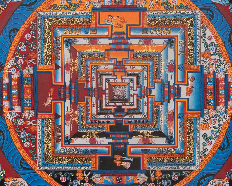 Buddhist Kalachakra Mandala Thangka | Handpainted Religious Artwork | Wall Hanging Decor