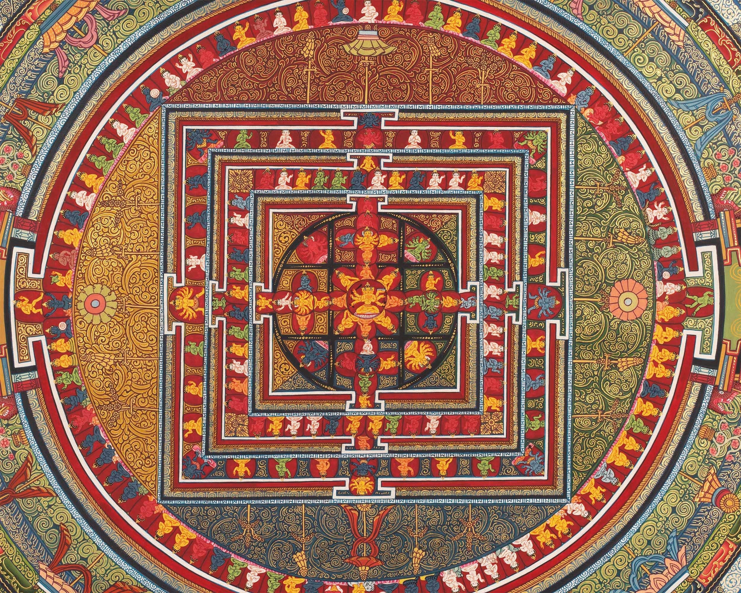 Dharmadhatu Manjushri Mandala | Traditional Thangka Art