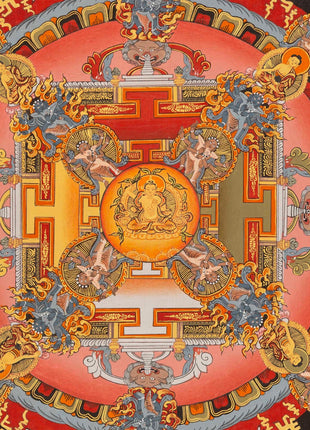 Traditional Mandala Art | Manjushri Thangka | Bodhisattva of Wisdom & Compassion