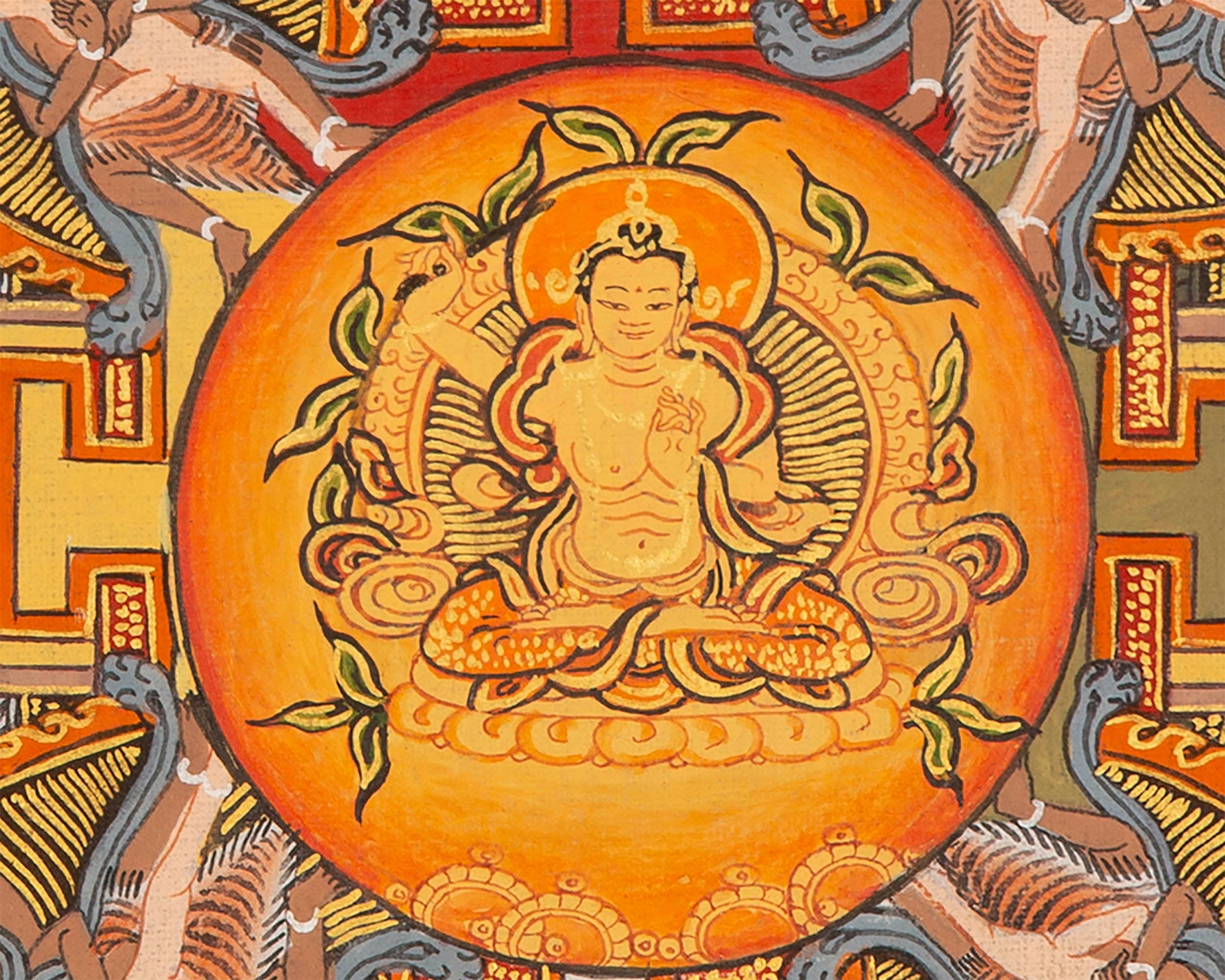 Traditional Mandala Art | Manjushri Thangka | Bodhisattva of Wisdom & Compassion