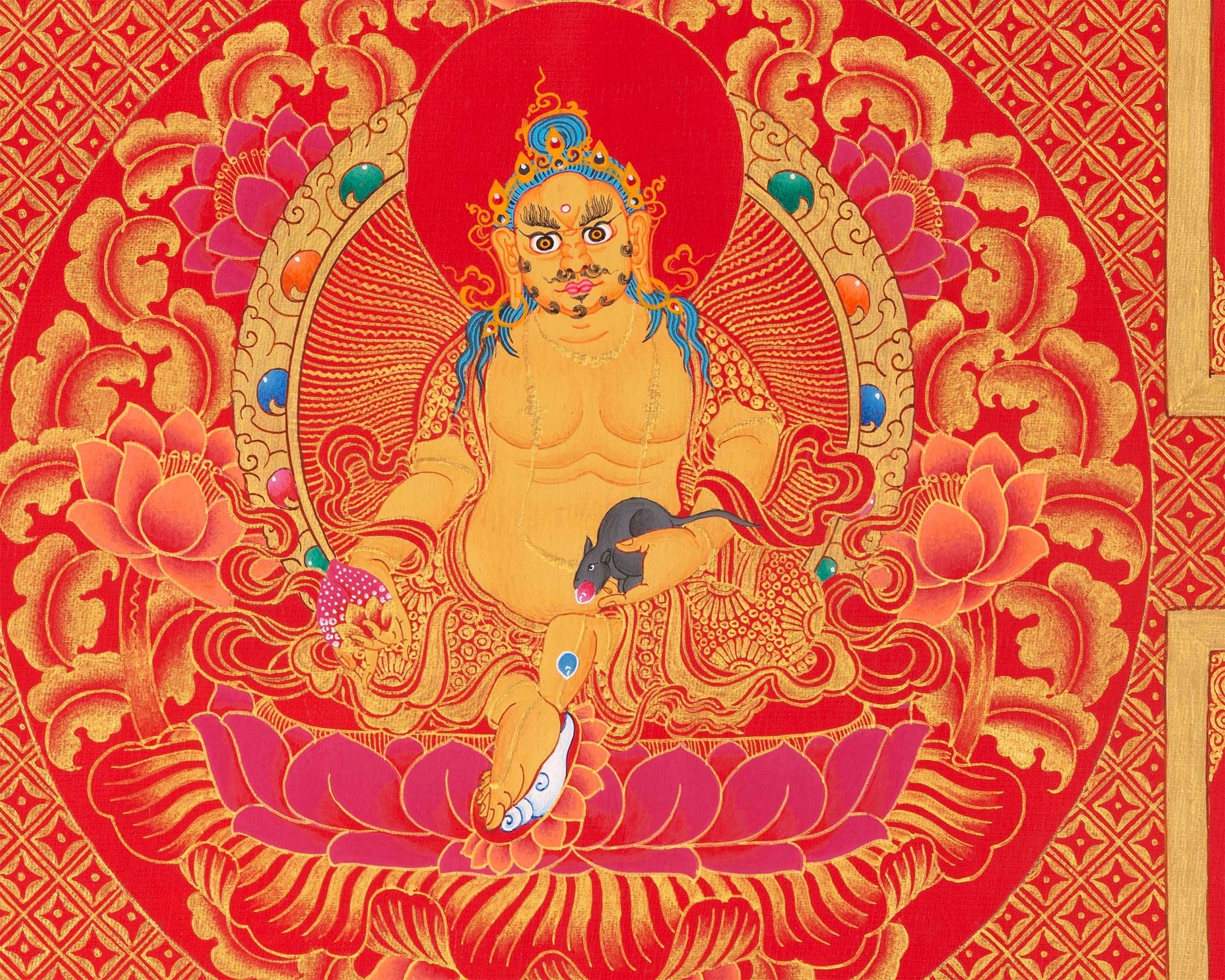 Jhambala Mandala Thangka  |  Spiritual Asian Art | Buddhist Crafts Decor