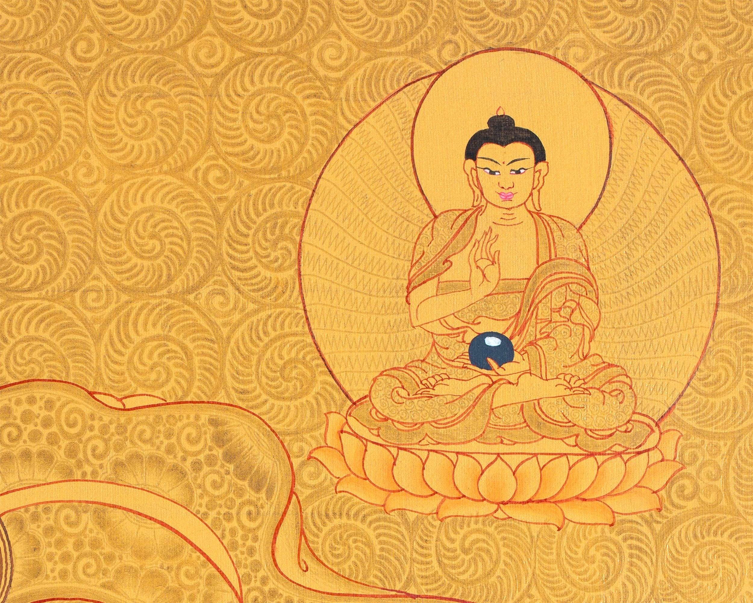 Wheel Of Life Thangka With Full Gold Painted | Wall Decoration Painting | Art Painting for Meditation and Good Luck to house