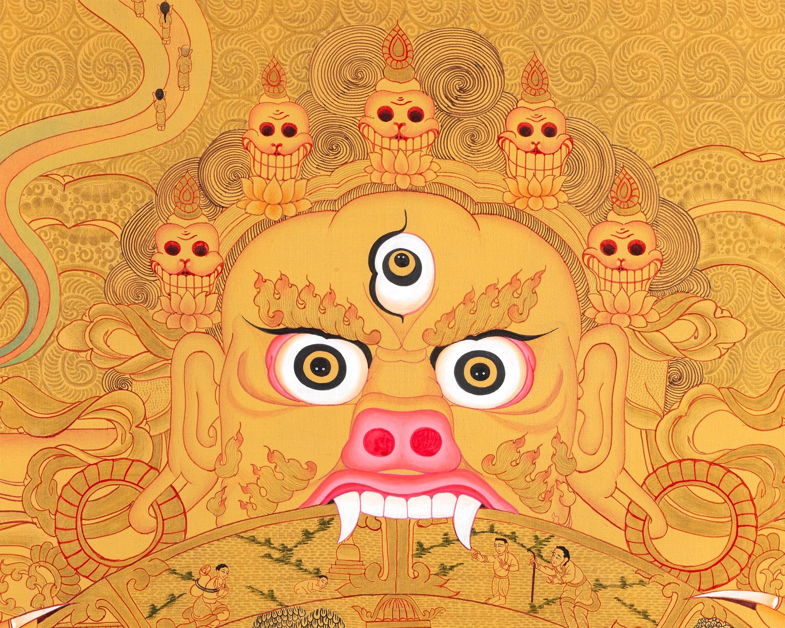Wheel Of Life Thangka With Full Gold Painted | Wall Decoration Painting | Art Painting for Meditation and Good Luck to house