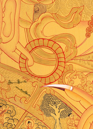 Wheel Of Life Thangka With Full Gold Painted | Wall Decoration Painting | Art Painting for Meditation and Good Luck to house