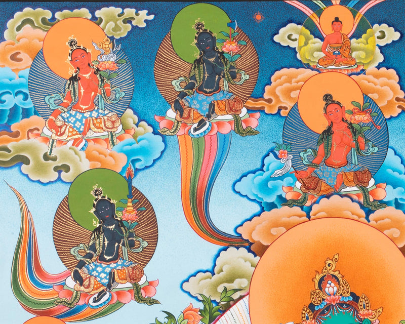 21 Tara Thangka | Religious Buddhist Handpainted Art | Wall Hanging Decoration