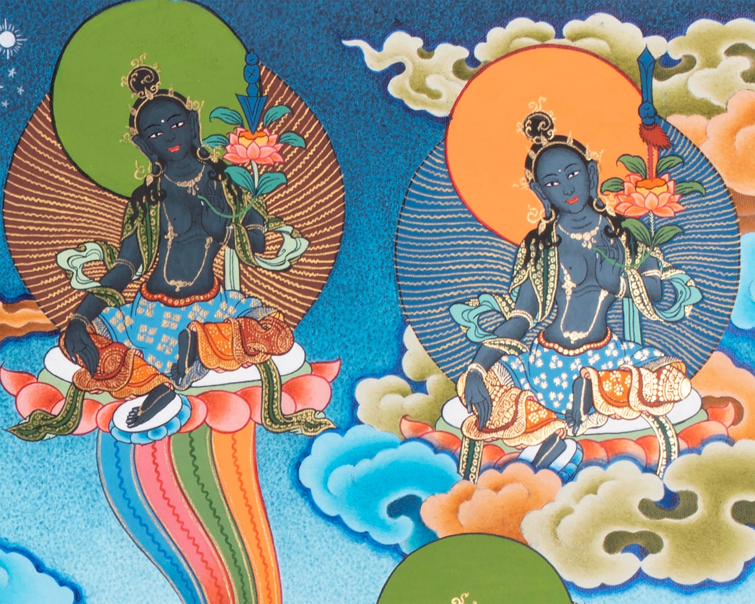 21 Tara Thangka | Religious Buddhist Handpainted Art | Wall Hanging Decoration