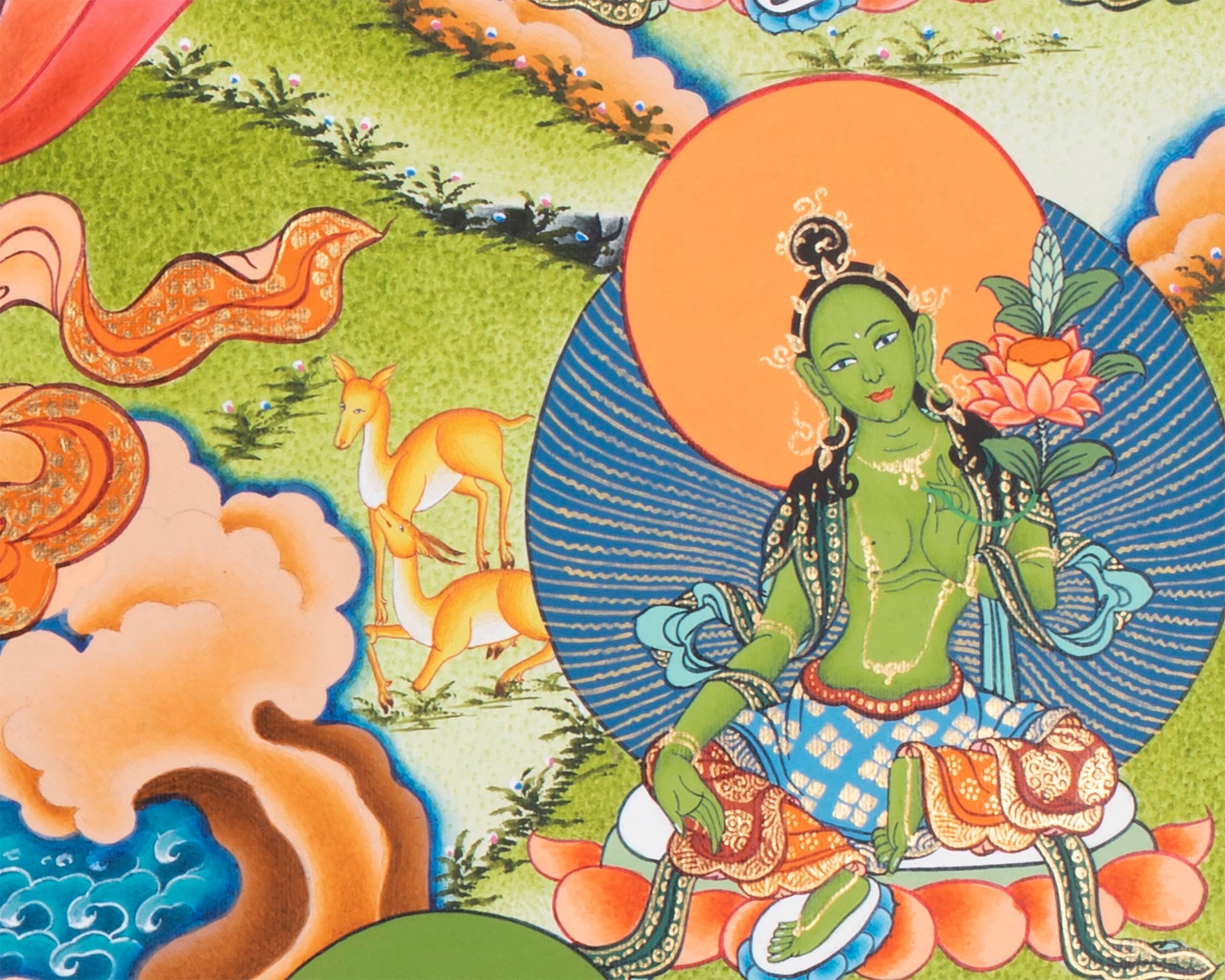 21 Tara Thangka | Religious Buddhist Handpainted Art | Wall Hanging Decoration