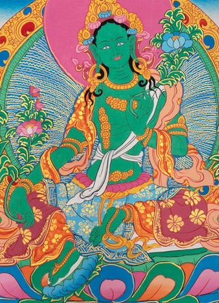 Green Tara | Tibetan Thangka Painting | Wall Decoration