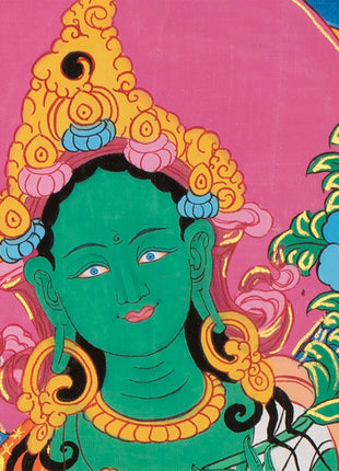 Green Tara | Tibetan Thangka Painting | Wall Decoration