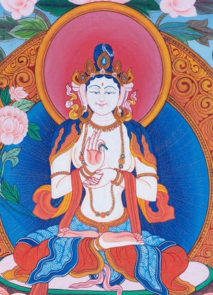 White Tara | Female Buddhist Divinity | Original Thangka Painting