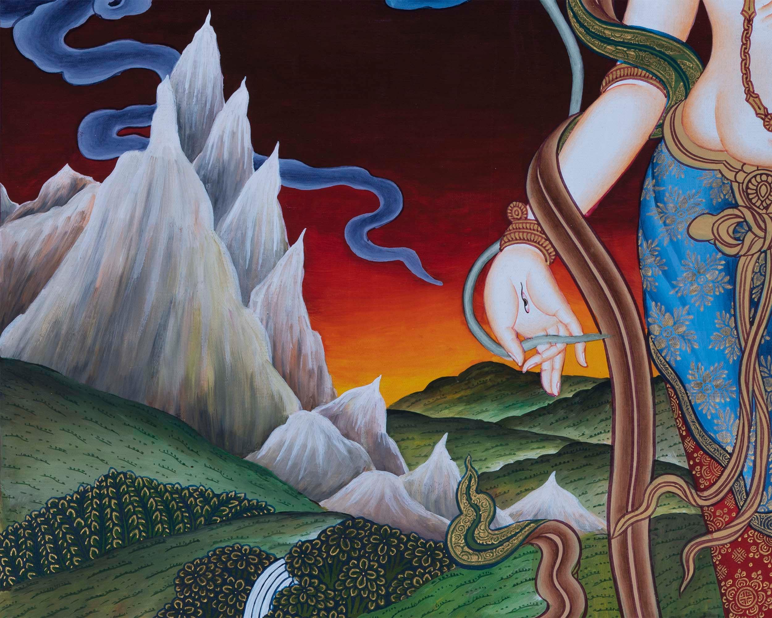 Standing White Tara Thangka | Goddess of Long Life