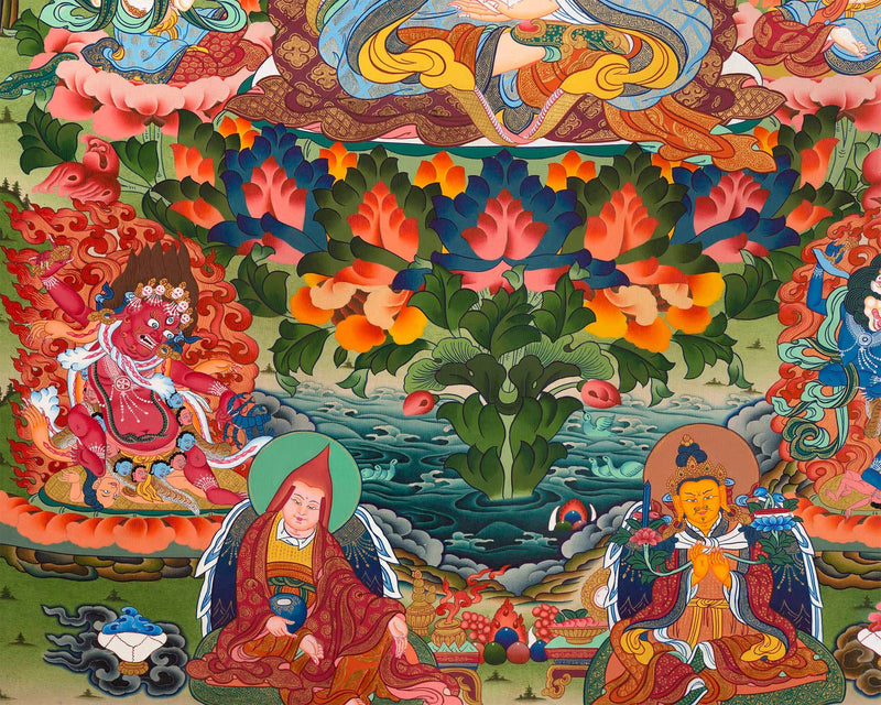 Guru Rinpoche Thangka | Eight Manifestation of Guru Padmasambhava |  Lotus Born Master of Buddhism | Thangka Painting for Meditation