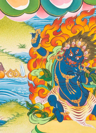 Manjushri Thangka  | Flanked By Avalokiteshvara And Vajrapani