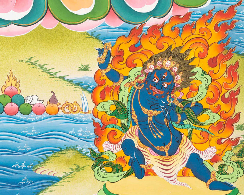 Manjushri Thangka  | Flanked By Avalokiteshvara And Vajrapani