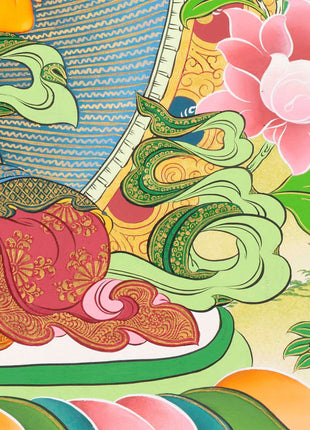 Manjushri Thangka  | Flanked By Avalokiteshvara And Vajrapani
