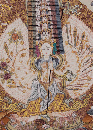 Protector Dukkar | The White Umbrella Goddess | Original Thangka of Sitatapatra