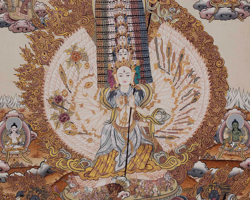 Protector Dukkar | The White Umbrella Goddess | Original Thangka of Sitatapatra