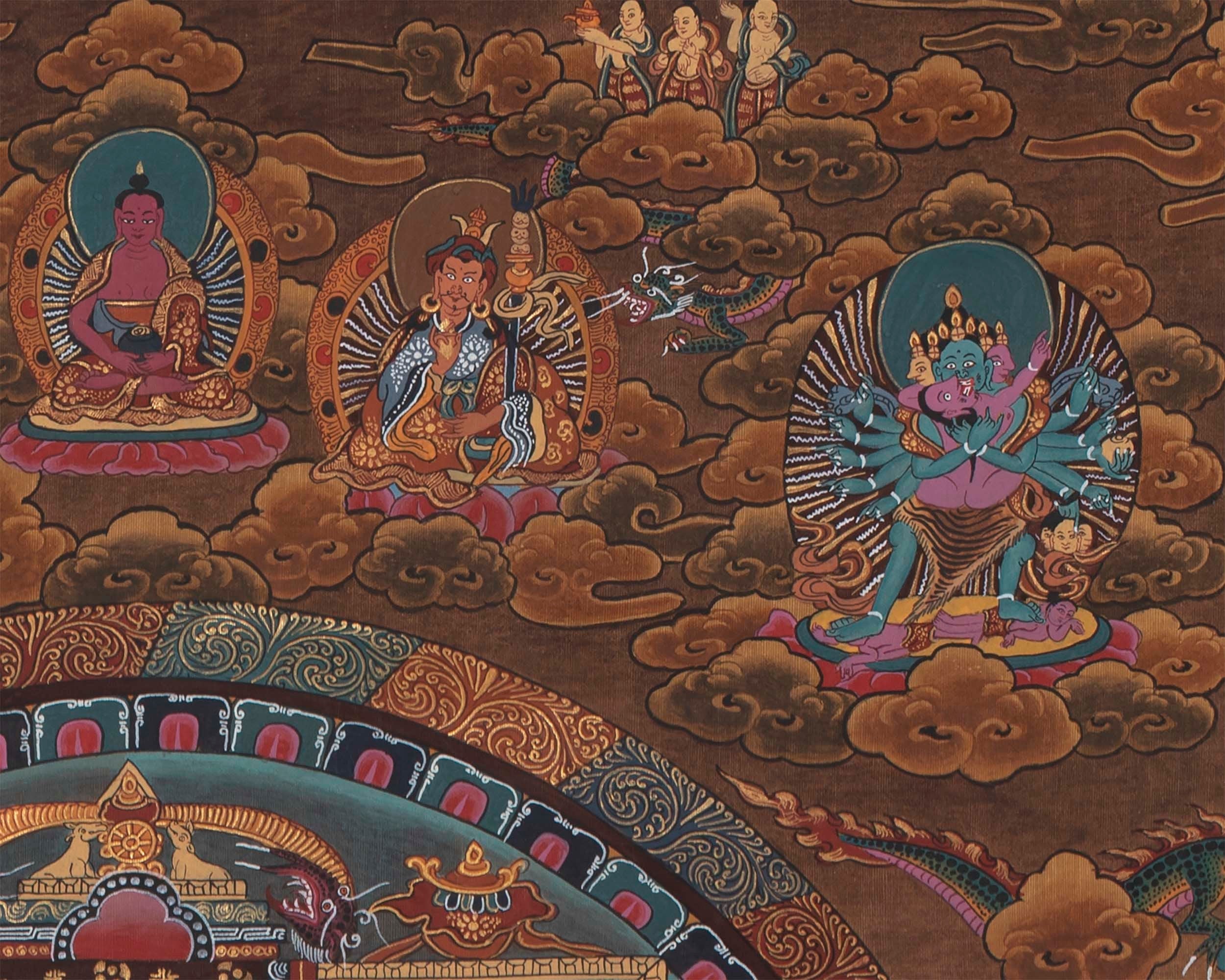 Vintage Mandala with Guhyasamaja , Chakrasamvara and Mahakalas