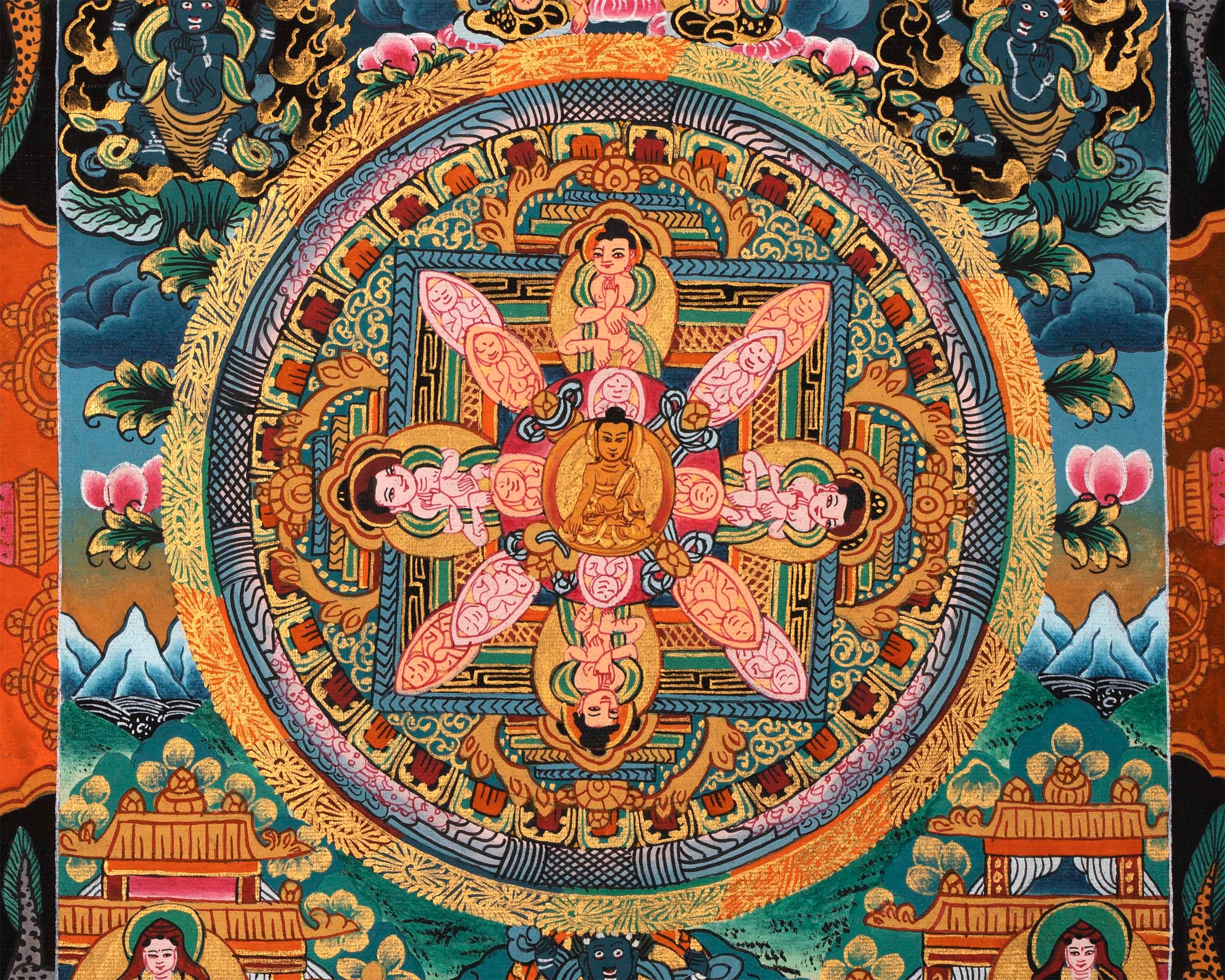 Tibetan Buddha Mandala  | Spiritual Mandala Wall Art