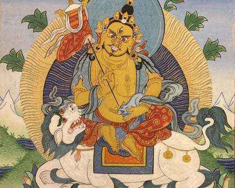Guardian King Dharmapala Namtose Thnagka | Vintage Buddhist Dzambala Art | Wall Decor