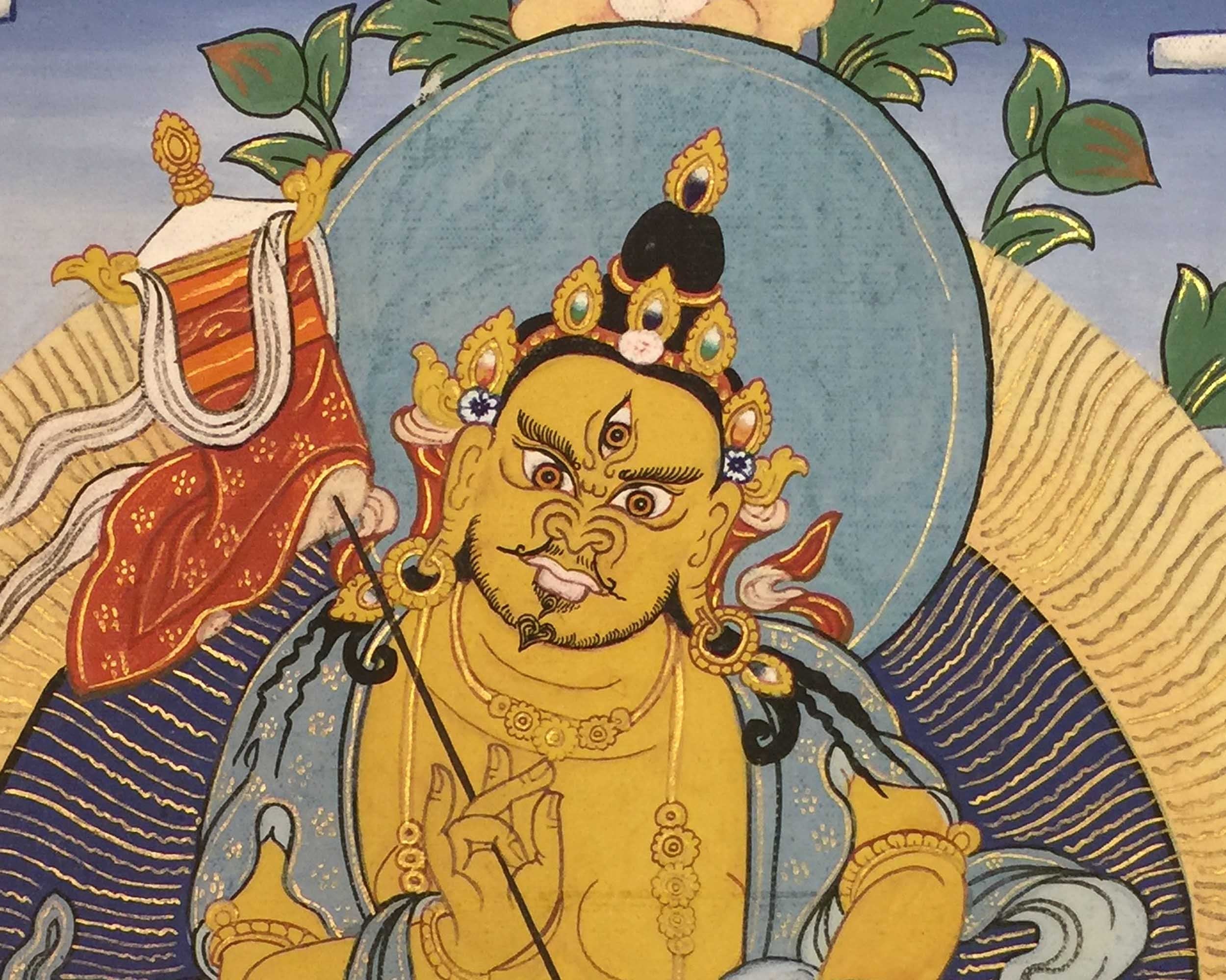 Guardian King Dharmapala Namtose Thnagka | Vintage Buddhist Dzambala Art | Wall Decor