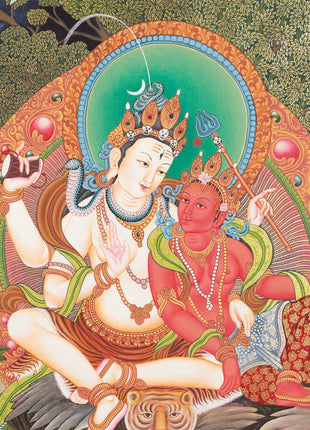 Newari Art Style | Original Hand-painted Lord Shiva, Shankar, Mahadev Thangka Painting