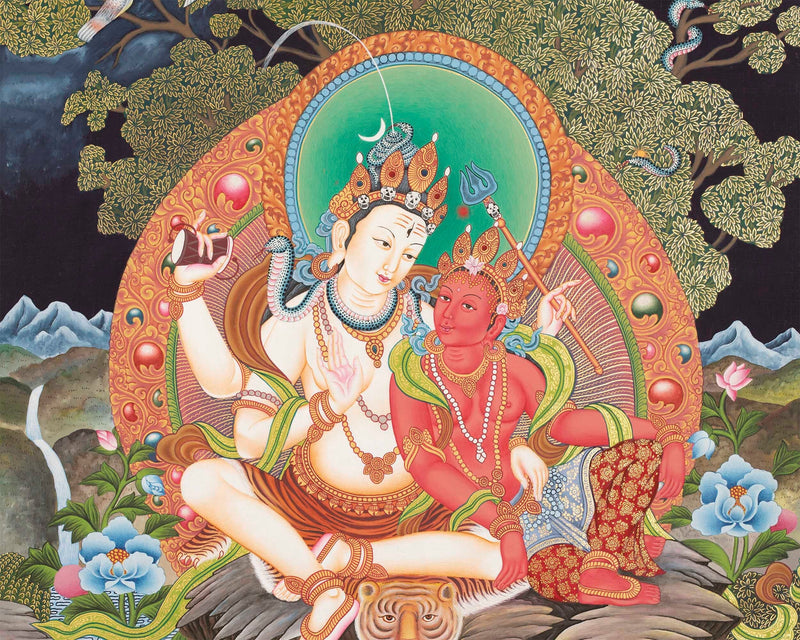 Newari Art Style | Original Hand-painted Lord Shiva, Shankar, Mahadev Thangka Painting