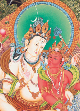 Newari Art Style | Original Hand-painted Lord Shiva, Shankar, Mahadev Thangka Painting