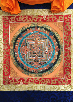Hand Painted Kalchakra Mandala Art from Nepal | Tibetan Mandala Canvas Art