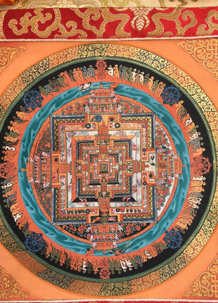 Hand Painted Kalchakra Mandala Art from Nepal | Tibetan Mandala Canvas Art
