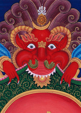 Newari Ganesh Original Buddhist Thangka | Buddhist and Hindu Deity Wall Hanging Art