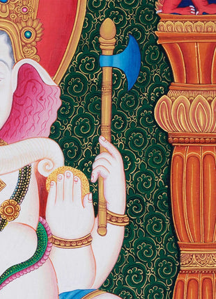 Newari Ganesh Original Buddhist Thangka | Buddhist and Hindu Deity Wall Hanging Art