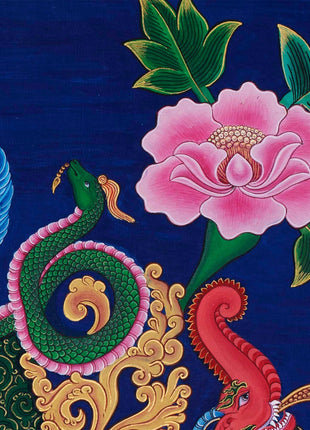 Newari Ganesh Original Buddhist Thangka | Buddhist and Hindu Deity Wall Hanging Art