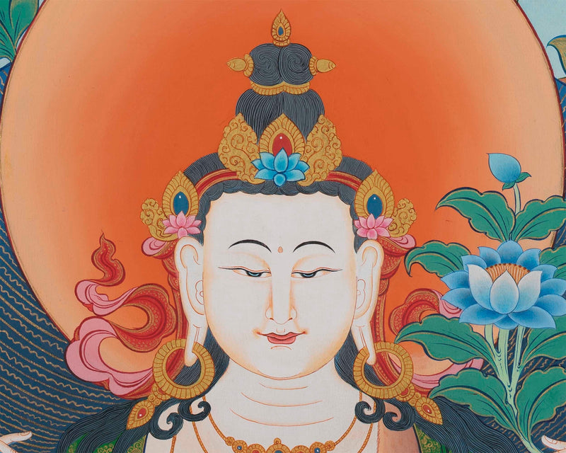 Chengrezig Avalokitesvara  Buddhist Thangka | Original Hand-Painted Thangka