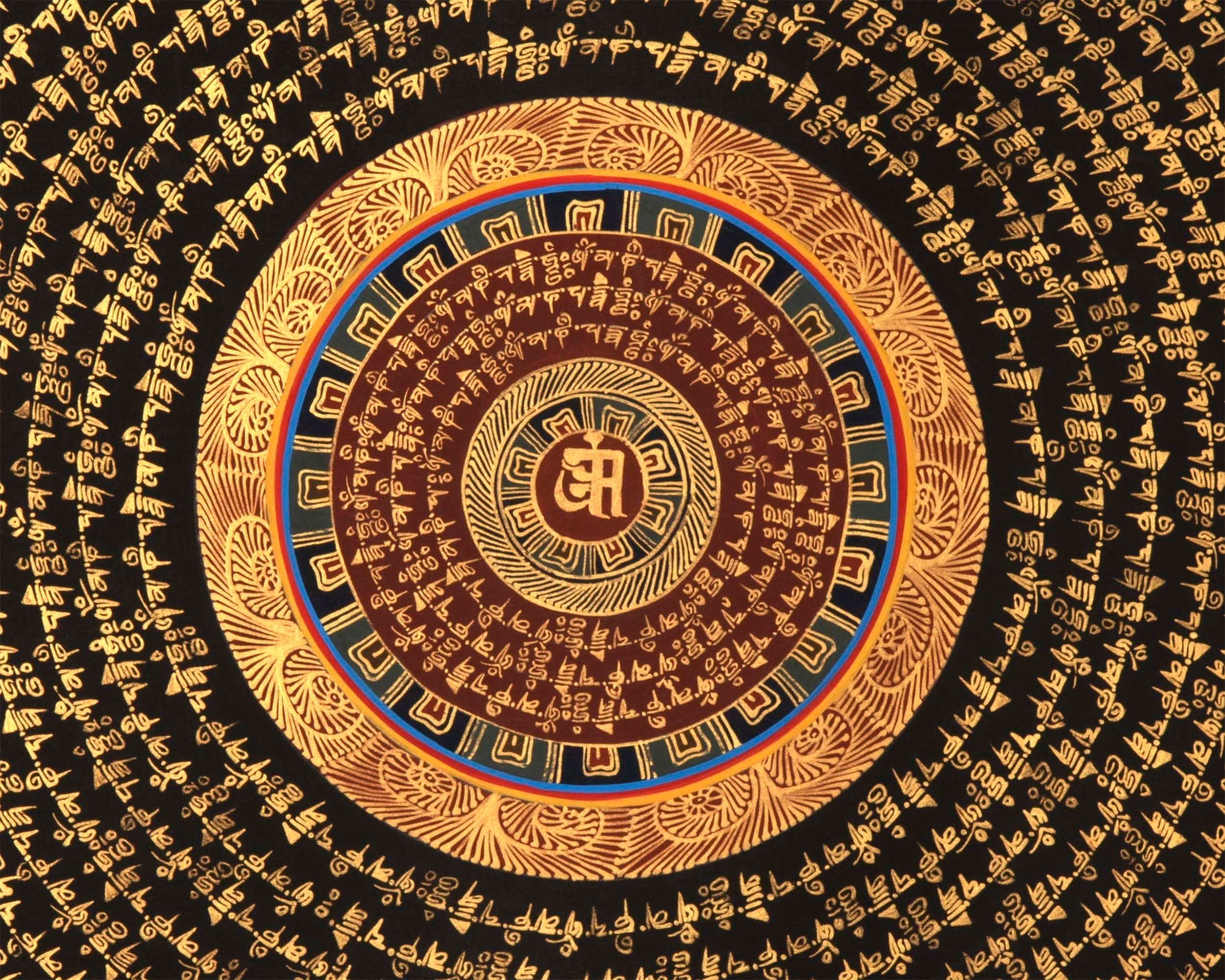 Gold Mantra Mandala | Mandala Thanka