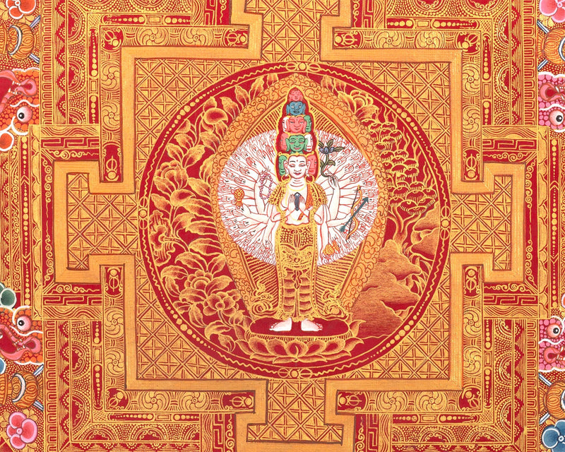 Avalokiteshvara Mandala Painting  |1000 armed Chenresig