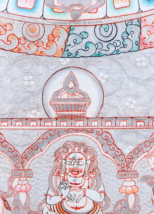 Silver Base Buddha Mandala | Thangka in Medium Size Without Brocade