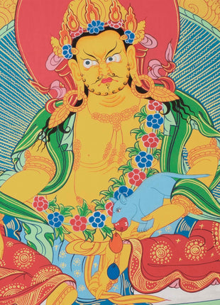 Tibetan Kubera Thangka | Dzambala Thangka Art | Original Hand Painted Wall Decor