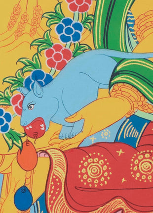 Tibetan Kubera Thangka | Dzambala Thangka Art | Original Hand Painted Wall Decor
