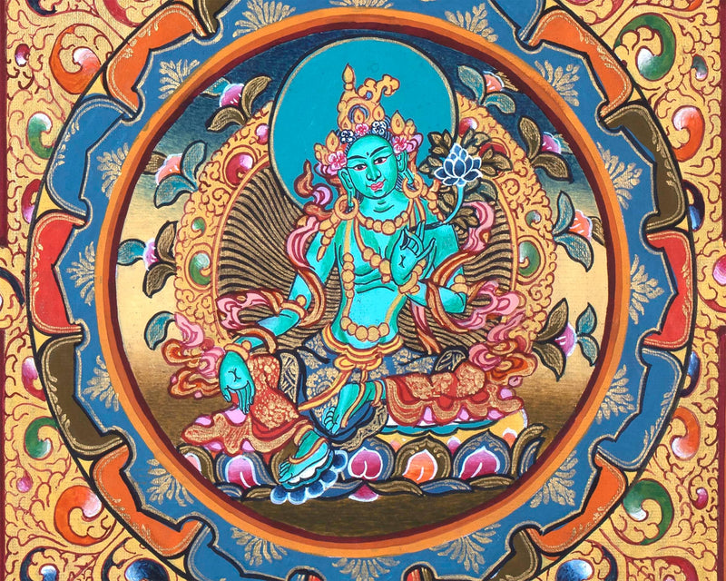 Green Tara Thangka Mandala | Traditional Painting