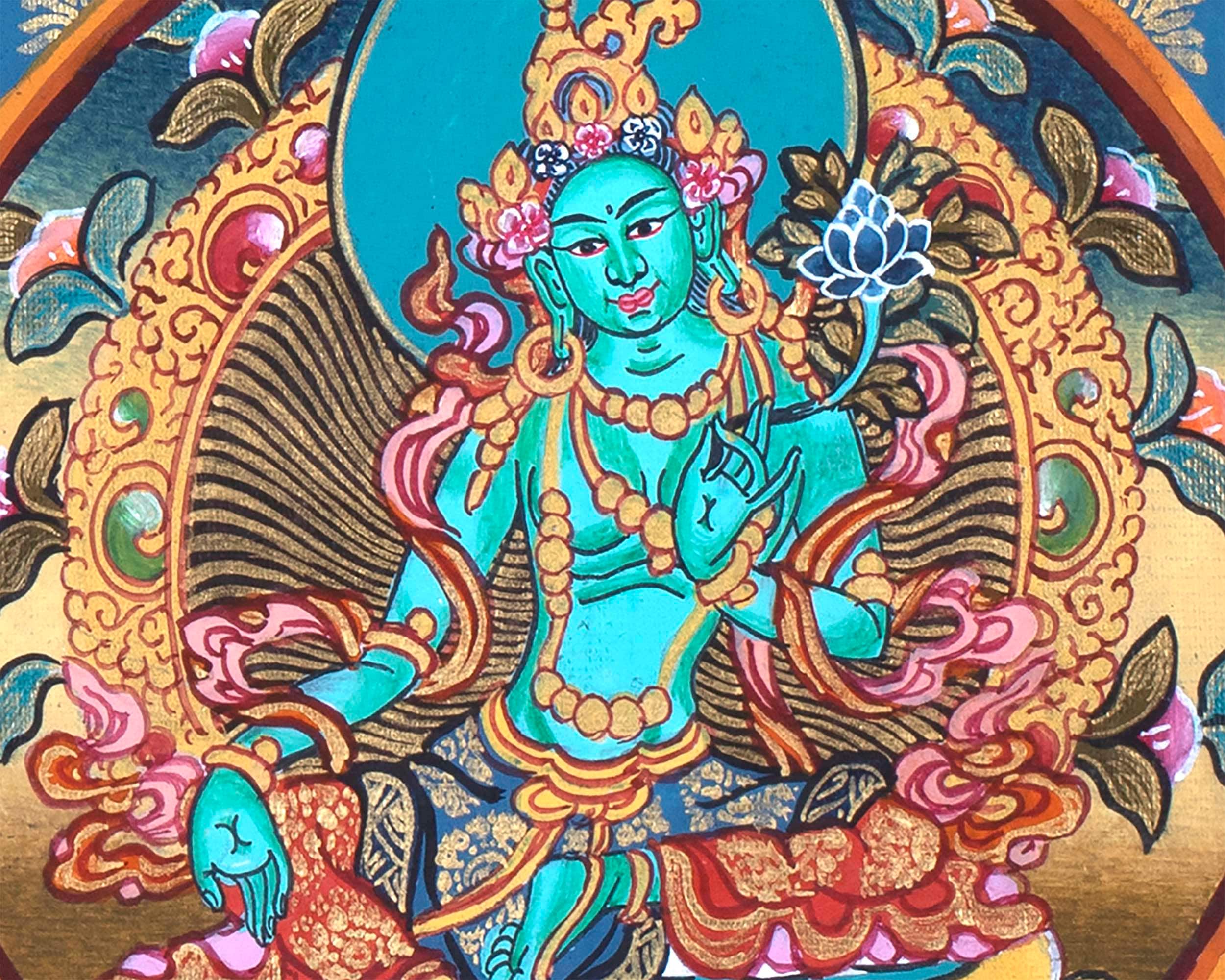 Green Tara Thangka Mandala | Traditional Painting