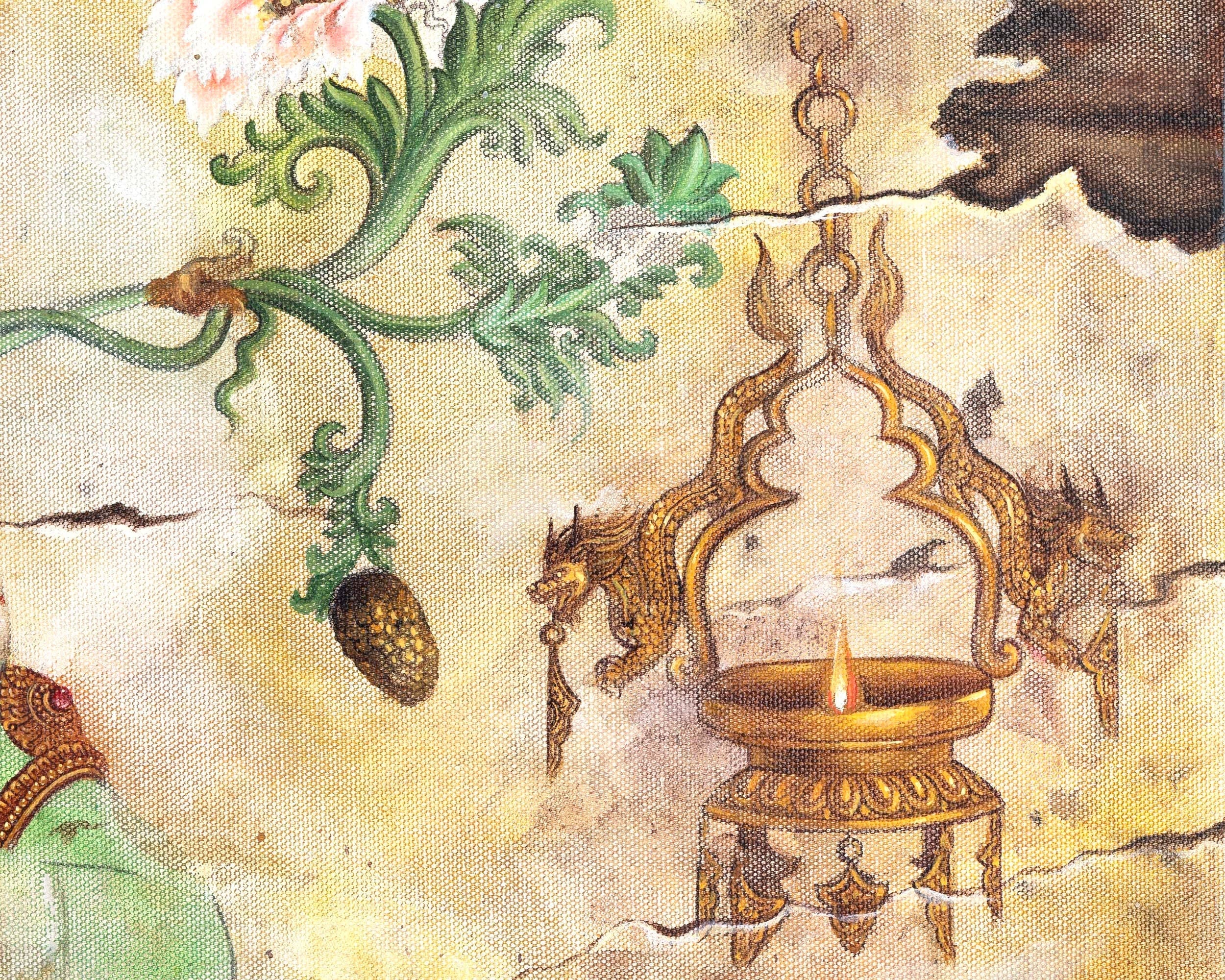Oil Painting Tara | Arya Green Tara | Religious Buddhist Thangka