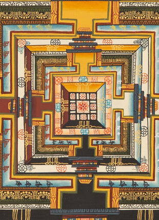 Green Kalachakra Mandala Thangka | Tibetan Buddhist Artwork | Wall Hanging Decoration