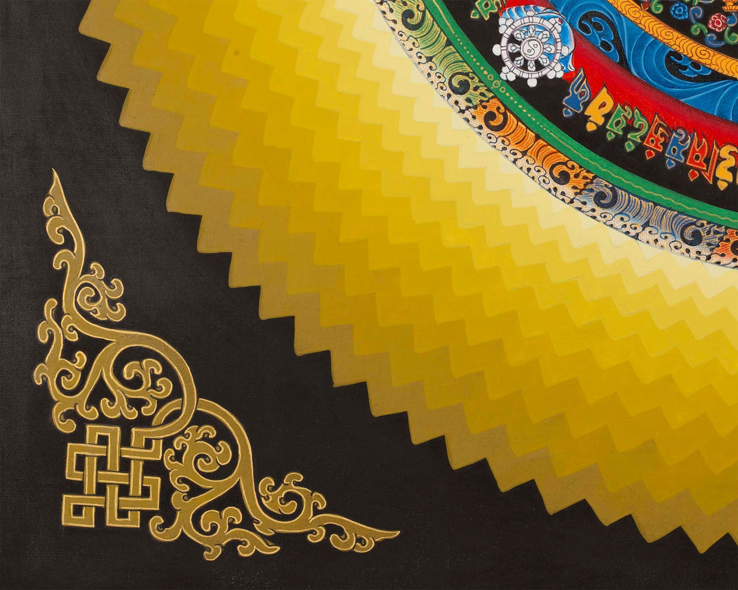 Round Halo Kalachakra Thangka | Tibetan Mandala Art | Wall Hanging Decoration