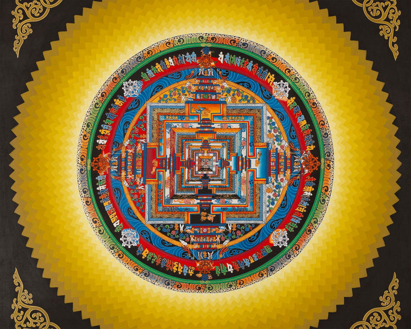 Round Halo Kalachakra Thangka | Tibetan Mandala Art | Wall Hanging Decoration