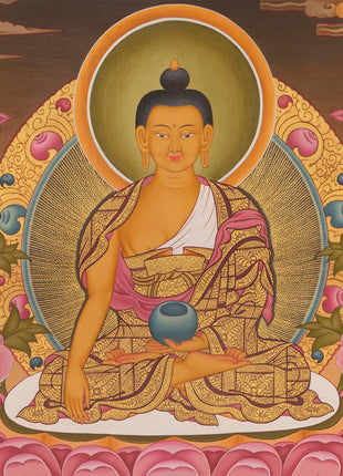 Shakyamuni Buddha Tibetan Thangka | Gautama Sitting In Vajra Posture