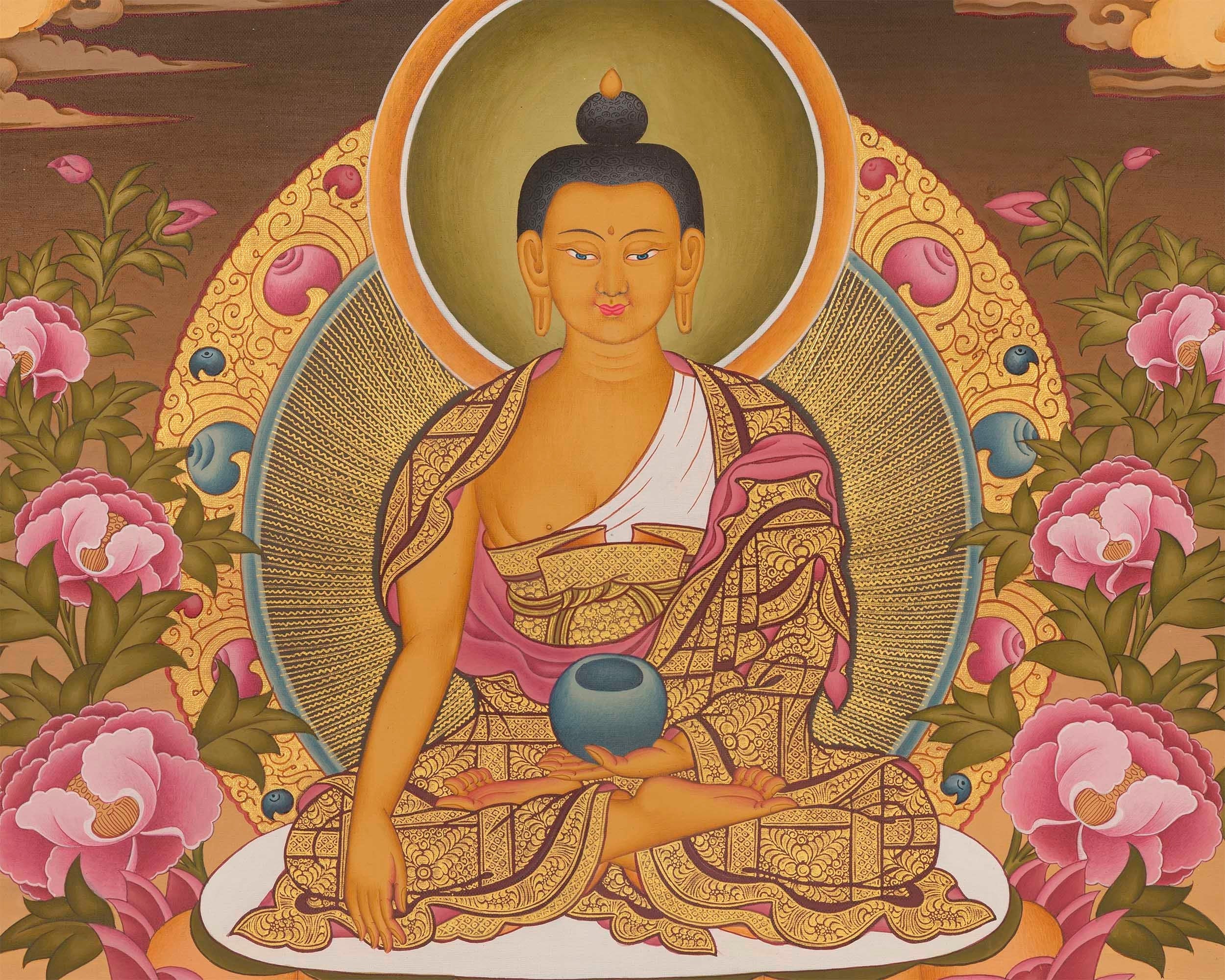 Shakyamuni Buddha Tibetan Thangka | Gautama Sitting In Vajra Posture
